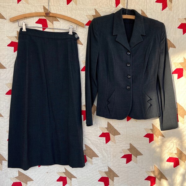 XS-Small 1940s Black Knit Skirt Set