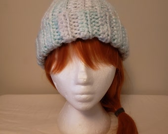 Bulky Crochet Toque - icy blue