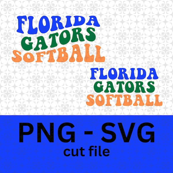 Florida Gators Softball, retro wavy font Bundle - png and svg - NCAA college softball, gators - instant download