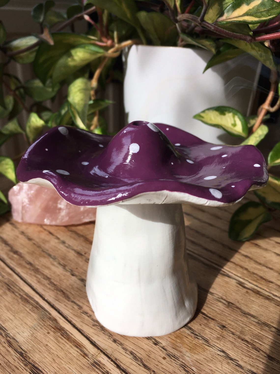 Purple Mushroom Cone Incense Burner Etsy