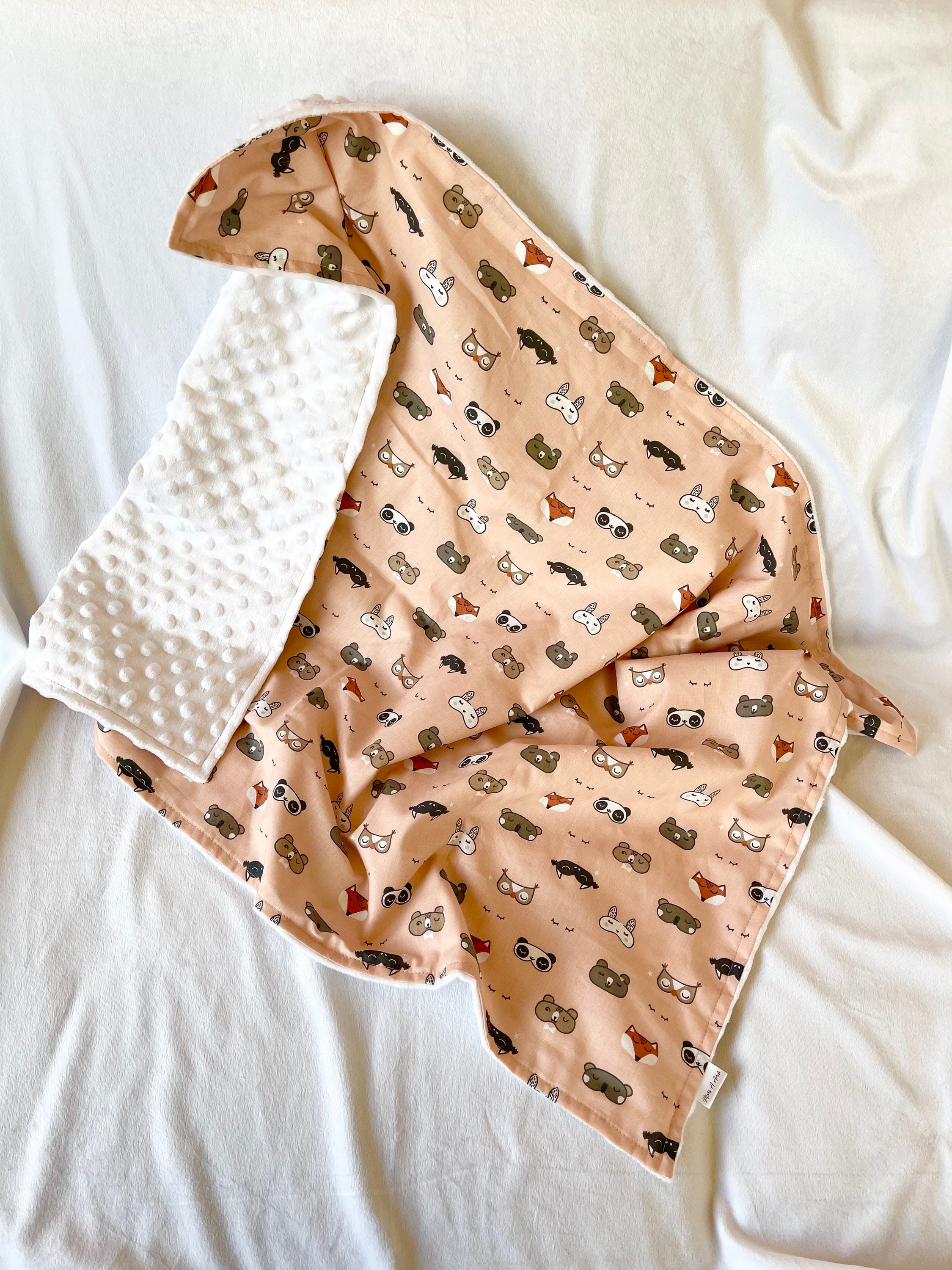 Couverture Douce Pour Bébé en Coton et Minky Fait-Main Idéale Comme Cadeaux de Naissance