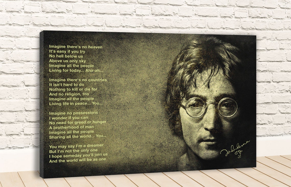 John Lennon Imagine Lyrics Canvas Wall Art | Etsy
