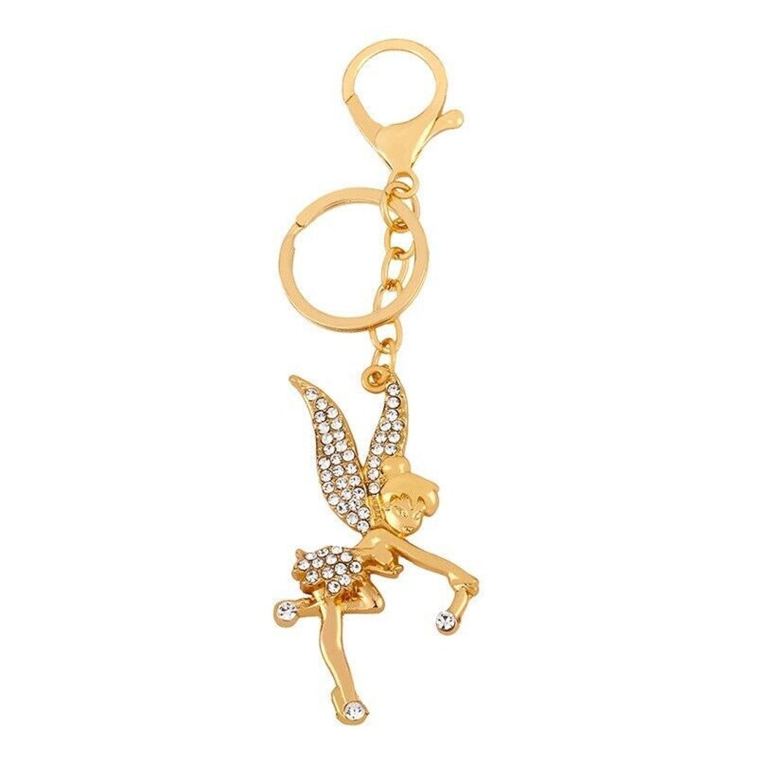 Tinkerbell Keychain Tinkerbell Gold Rhinestone Keychain Etsy
