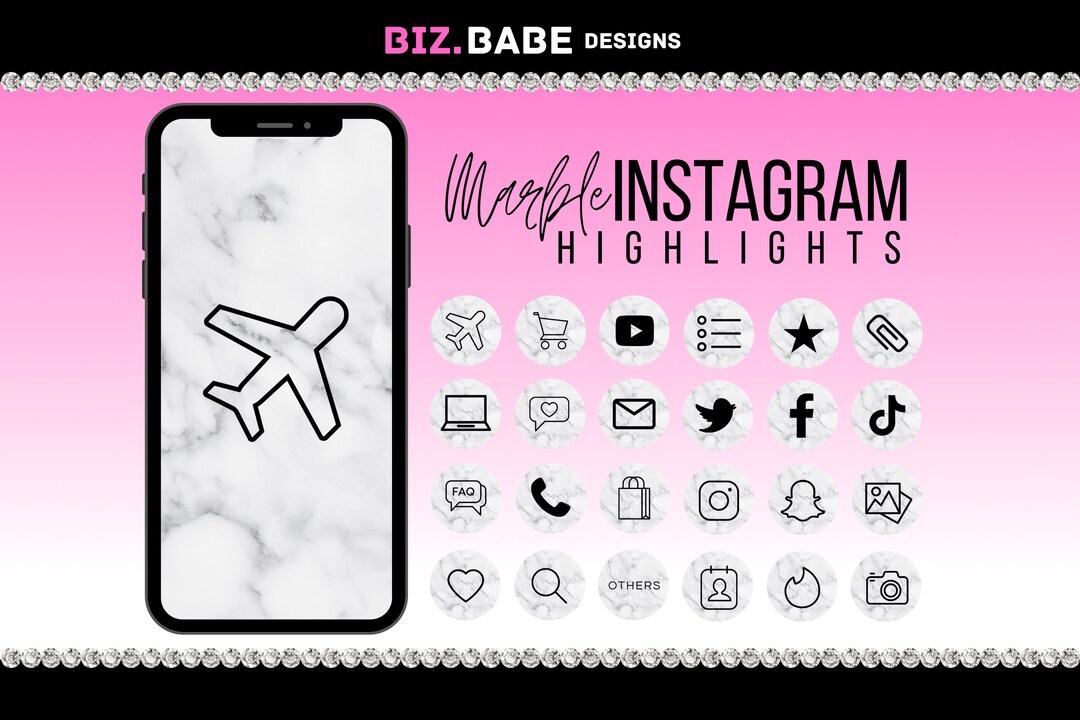 White Marble Instagram Highlight Covers Instagram Stories Etsy