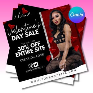 Canva Flyer Template | PRINT OR POST | Valentine&#39;s Day Sale E-flyer | Social Media Flyer, Instagram Flyer, Business Flyer