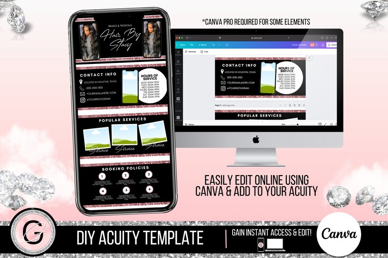 DIY Acuity Scheduling Site Template Editable Canva Template Etsy