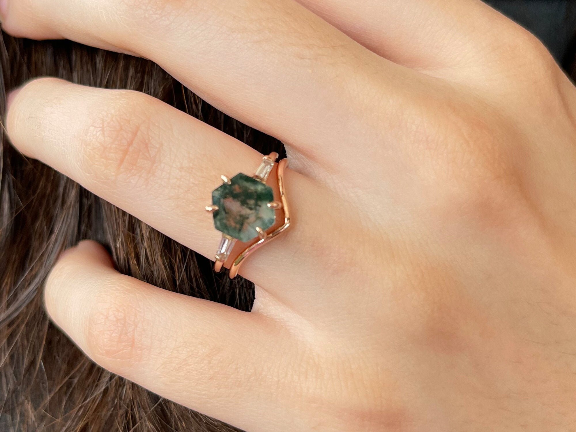 Hexagon Moss Agate Ring Moss Agate Engagement Ring Hexagon Etsy Hexagon Moss Agate Ring Moss Agate Engagement Ring Hexagon Etsy