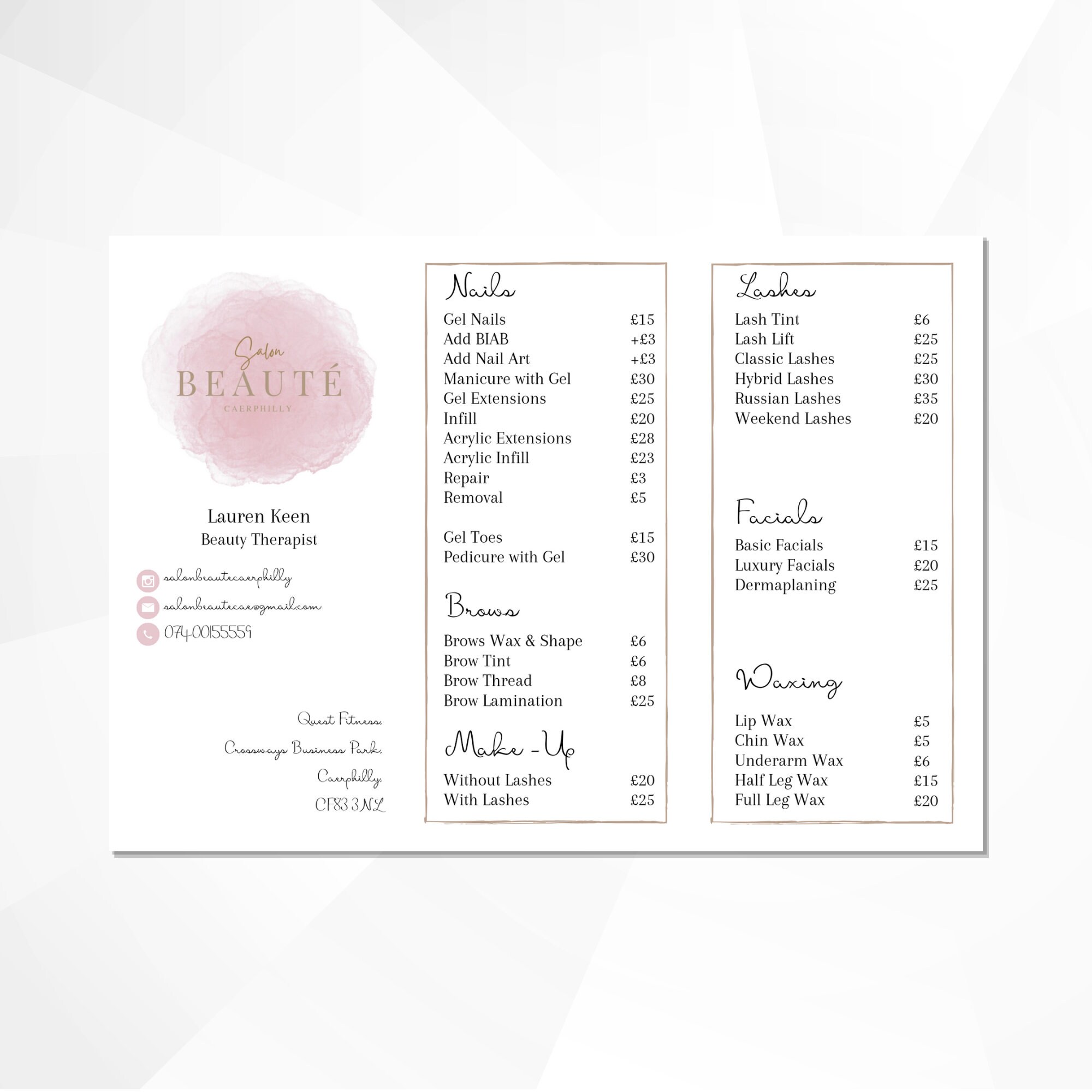 Personalised Business Price List Leaflet / Flyer / Menu Etsy