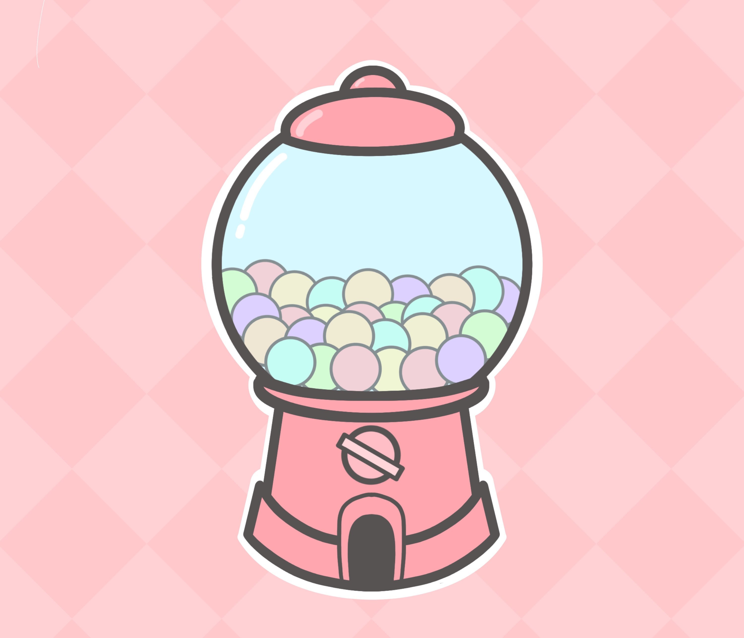 Cute Bubble Gum Machine Candy Rainbow Gumball Sticker Cute Etsy