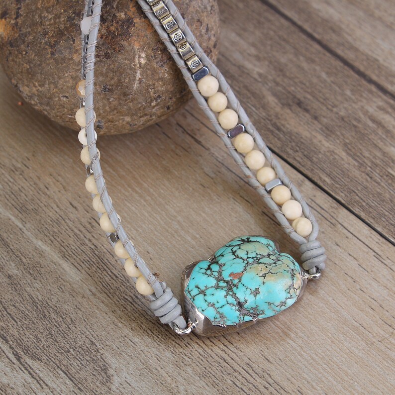 Handmade Natural Wrap Bracelets,Variety Beads Strand Bracelet for Mom Turquoise Bracelets