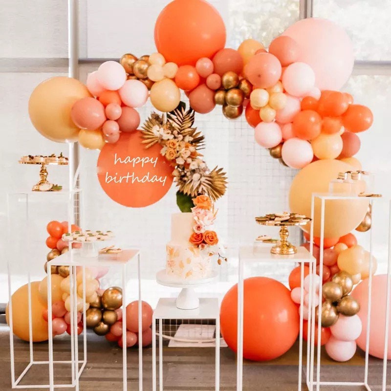 Orange and peach balloon garland DIY kit no helium required Etsy
