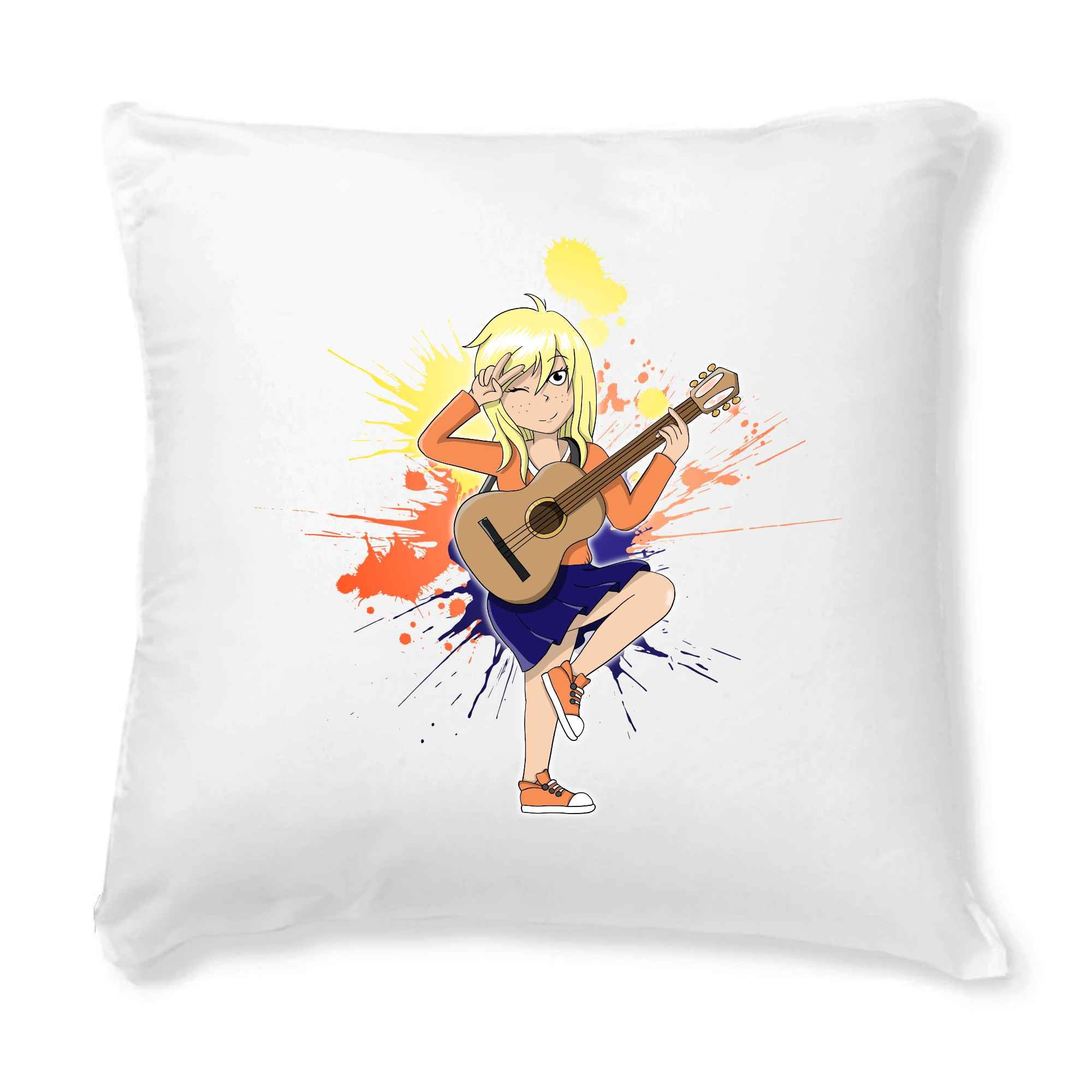 Coussin + Housse - Fille Guitariste