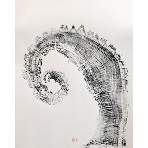 OAK 11 - Print printed by hand from a tree trunk