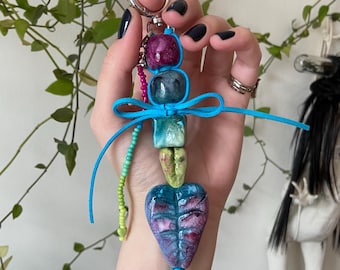 Hand-Sculpted Watercolor Keychain, Asian Street Style Bag Accessory