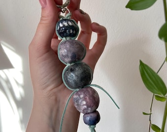 Hand-sculpted Ceramic Bead Keychain, Asian Street Style Bag Accessory