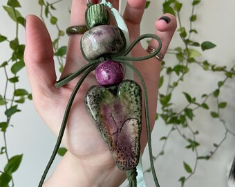 Hand-sculpted Watercolor Heart Keychain, Asian Street Style Bag Accessory