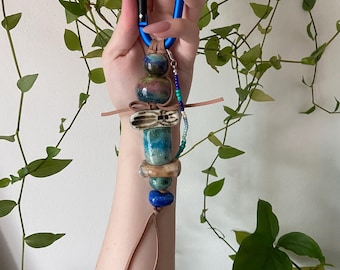 Hand-Painted Salt Dough Keychain, Asian Street Style Bag Accessory