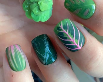 Custom Chunky Press-on Nails Plants