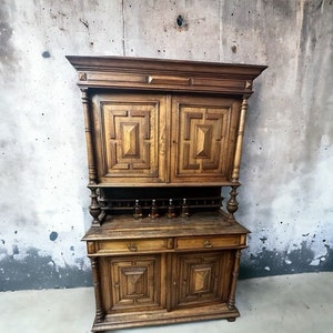 Antique buffet kitchen buffet style period Henry II late 19th century 138x236x56cm