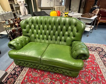 Vintage Chesterfield 2 Sitzer Ledersofa 150cm