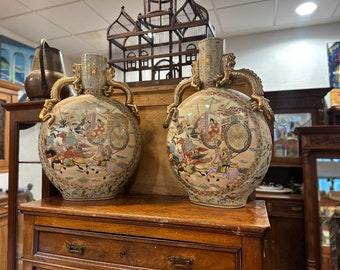 Antique Asian pair of vases 80 cm high
