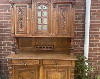 Antiker Vitrinen Buffetschrank 140x245x55cm 19. Jhr.
