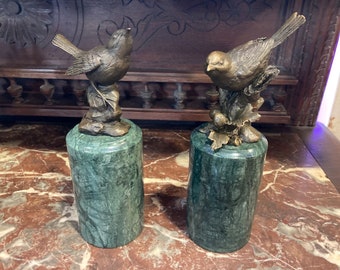 Vintage Bronze 2er Vogel Set ca. 8x22x8cm