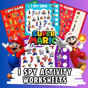 Mario, I Spy Adventure Printables - Magical Seek & Find Worksheets for Kids - Fun Learning Game Activity - Digital Downloadable Game Sheets