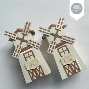 Modèle de fichier de découpe numérique, Farm Mill - Farm Mill - Boîte à cadeaux - Silhouette Studio / SVG Cricut - Motif non inclus