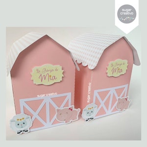 Modello di file di taglio digitale per scatola portaconfetti "Farm Barn Box" - Formato Silhouette/SVG Cricut - Design fotografico non incluso