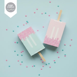 Archivo de Corte Template, Caja Paleta de Helado, Favor Box - Formato Silhouette Studio / SVG Cricut - Incluye el diseño de la foto