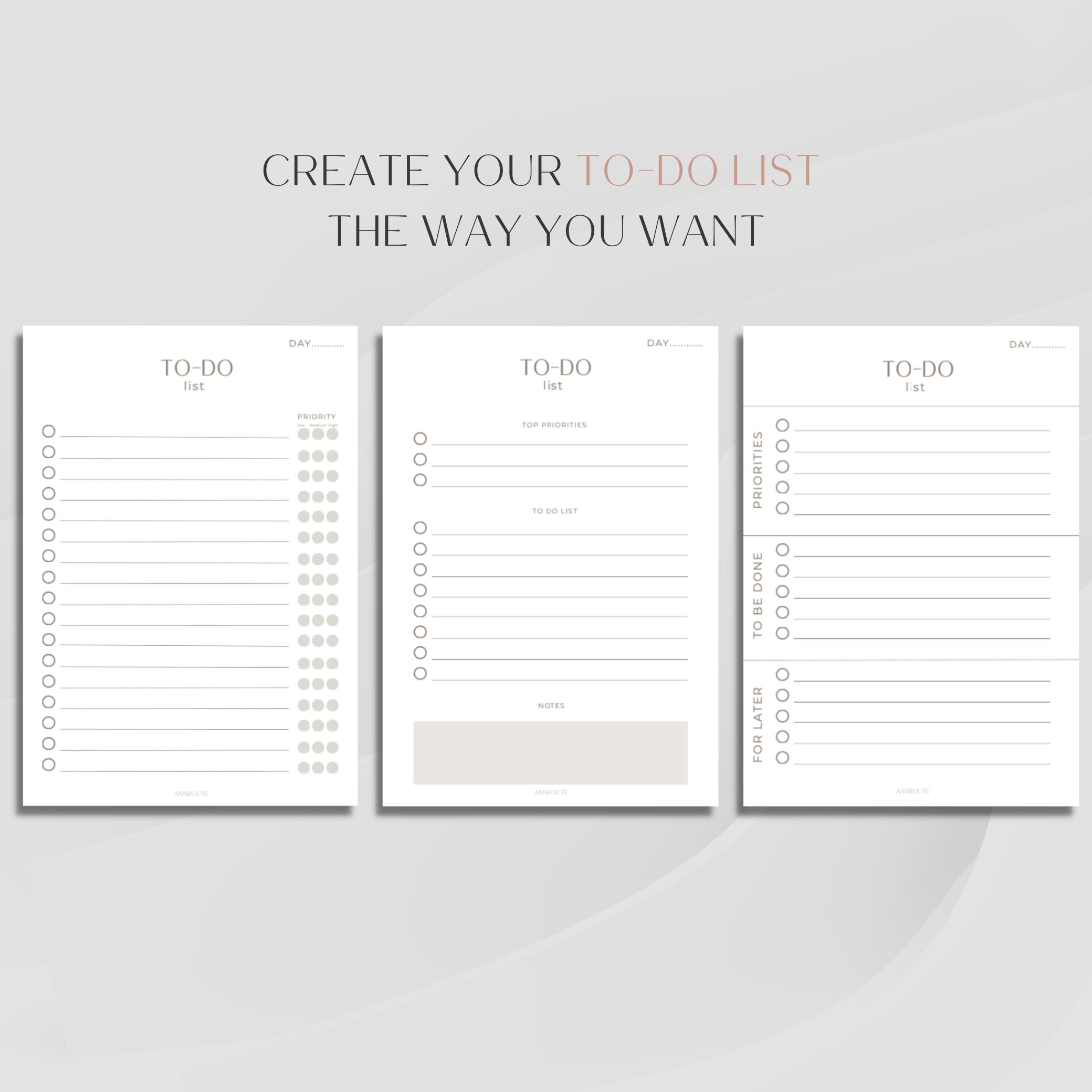 Minimalist To-do List Planner Printable Daily or Weekly Task Organizer ...