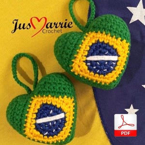 Llavero con forma de corazón y bandera de Brasil (archivo PDF, inglés)