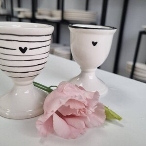 Egg cup, black/white, hand-painted