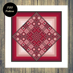 Quilted Red Cross Stitch Pattern Instant Download PDF Document