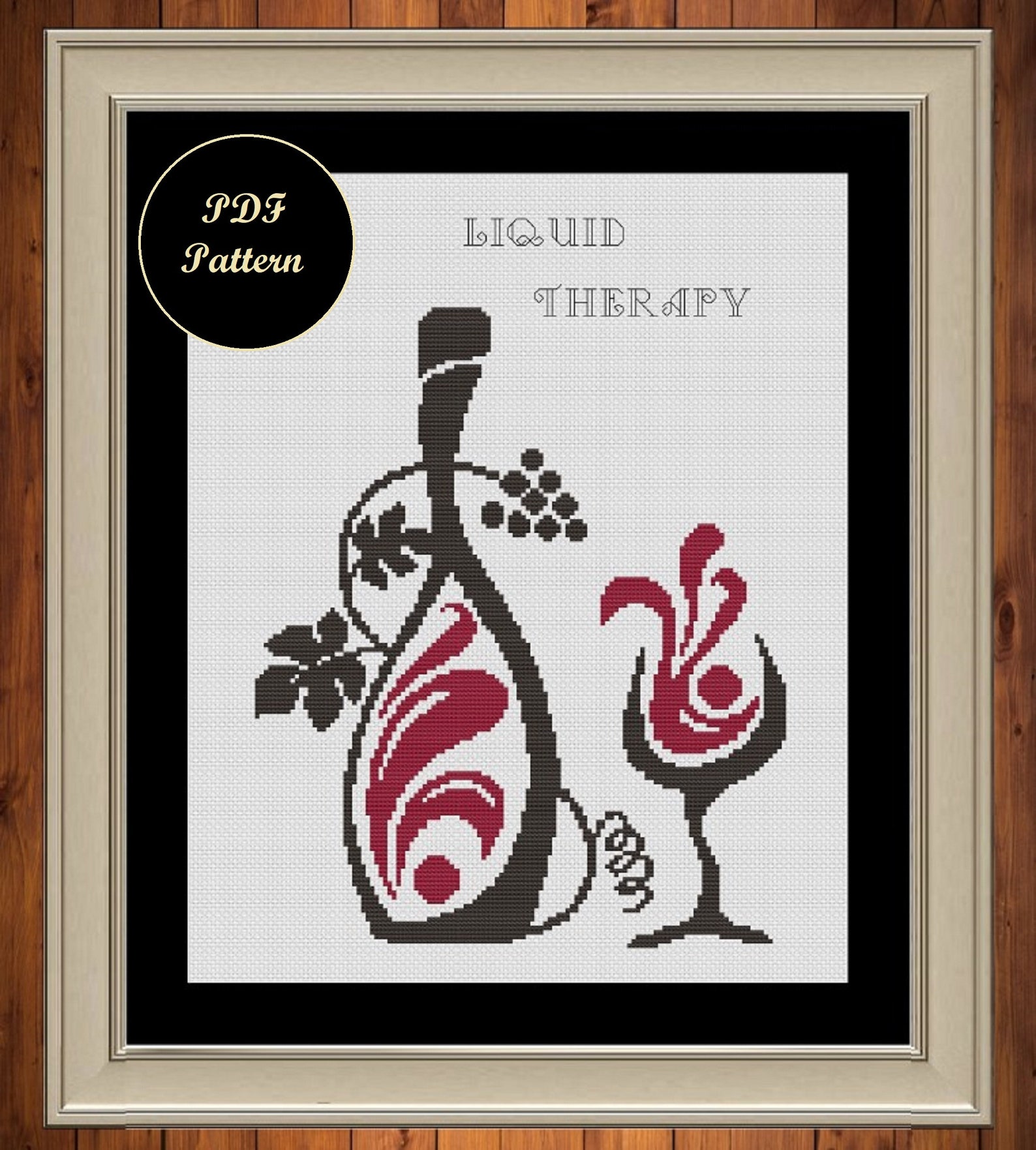 Cross stitch pattern of wine glass and bottle instant download Etsy Nederland