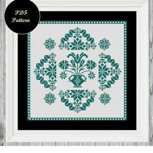 Cross Stitch Green Sampler Instant Download PDF Pattern