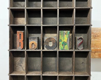 Original wooden letterpress type case/vintage printers tray