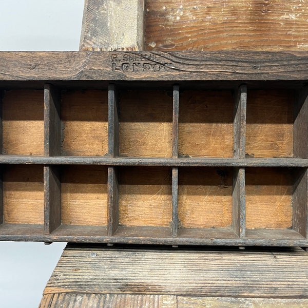 Original wooden letterpress type case/vintage printers tray