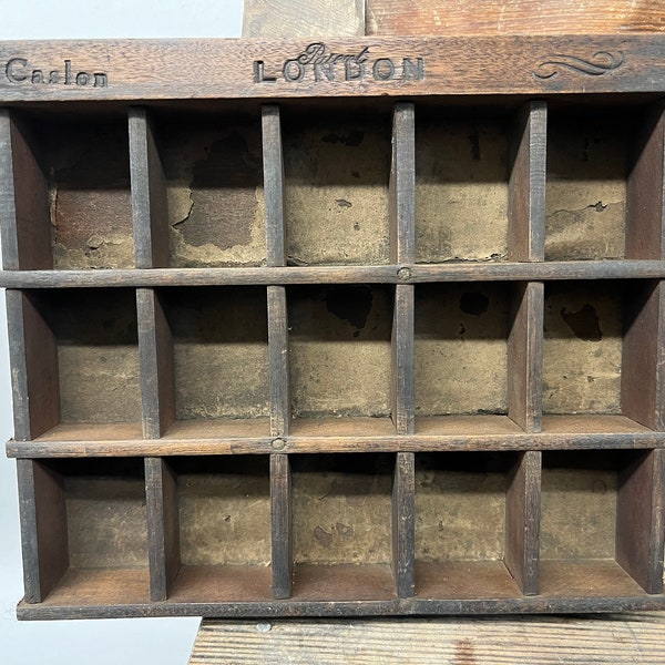 Original wooden letterpress type case/vintage printers tray