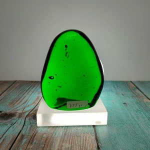 Andara crystal natural polished emerald green 755gr with base