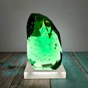 Andara crystal natural cutting Emerald green bubble 2540gr with base for decoration