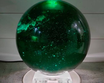 Light of sphare andara crystal teal green 18000gr with lamp dimmer and base