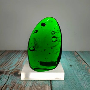 Andara crystal natural polished emerald green 758gr with base
