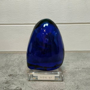 Polished andara crystal deep ocean blue 1194gr for meditation with base (167)