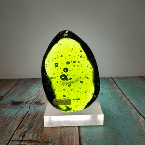 Bolla di cristallo naturale Andara lucidata, giallo-verde, trasparente, 1433 g, con base per decorazione
