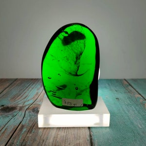 Andara crystal natural polished emerald green web 700gr with base