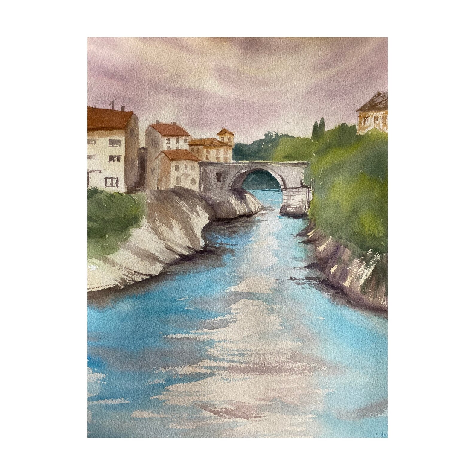 Europe Landscape Original Watercolor Painting 11x14 Etsy
