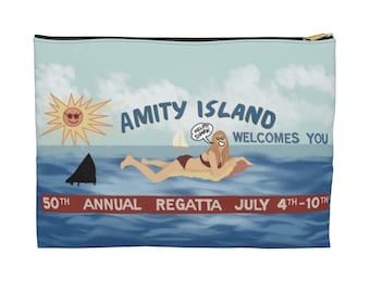 Amity Island, Cosmetic Bag, Jaws Art, Horror Movies, Horror Accessories, Scary Movies, Horror Movie Art, Horror Movie gifts, makeup bag