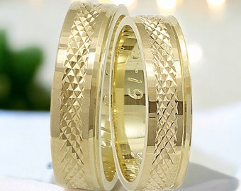 K14 Golden Wedding Rings /Handmade/ Custom made// 4mm 5mm  6mm